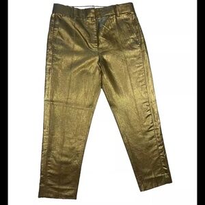J. Crew Women's Size 2 Metallic Gold High Rise Trouser Pants Pockets NWT